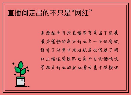直播间走出的不只是“网红”